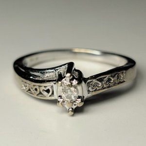 10k white gold natural diamond ring size 7
